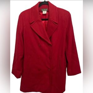 HARVE BENARD Vintage Double Breasted Wool Coat. Fully Lined. Red. Sz. 10